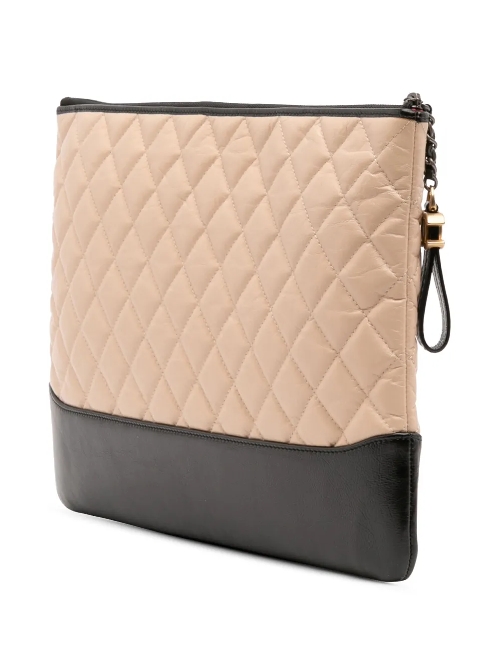 Pre-owned Chanel 2018 Large Aged Calfskin Gabrielle O Case Clutch Bag In Brown