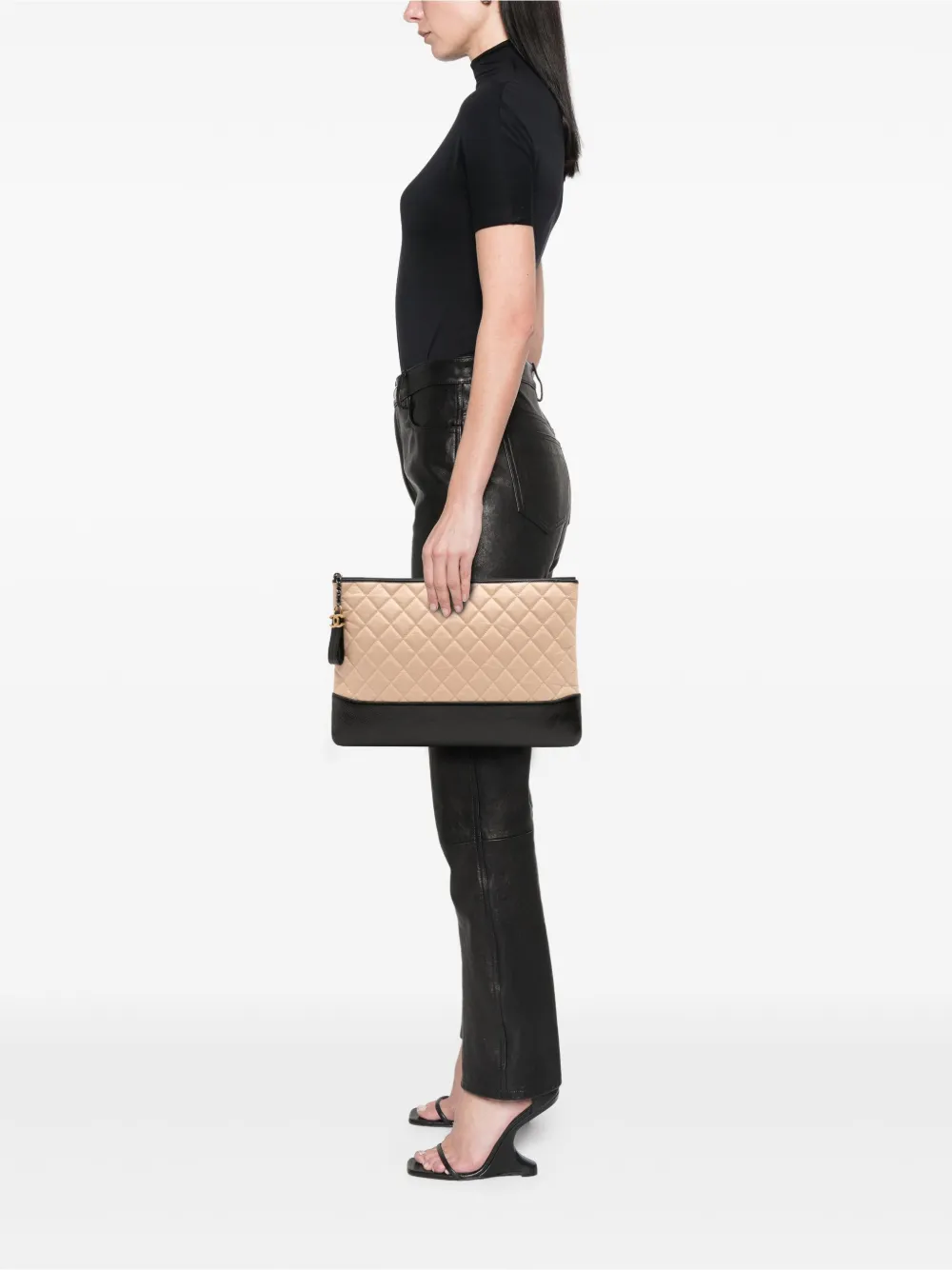 Pre-owned Chanel 2018 Large Aged Calfskin Gabrielle O Case Clutch Bag In Brown
