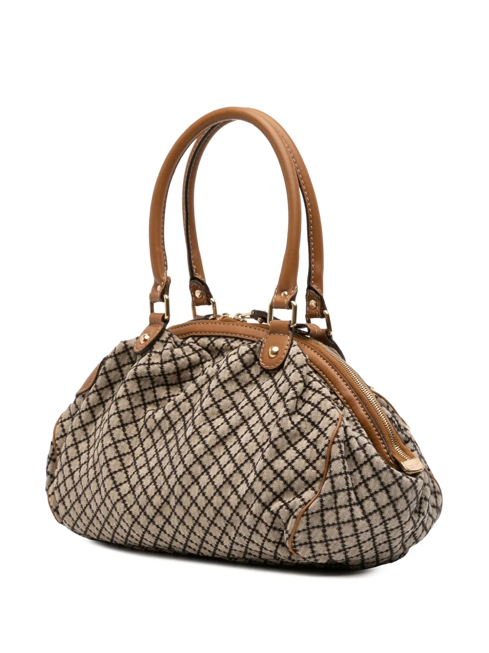Pre-owned Gucci 2016-2025 Diamante Canvas Sukey Satchel In Brown