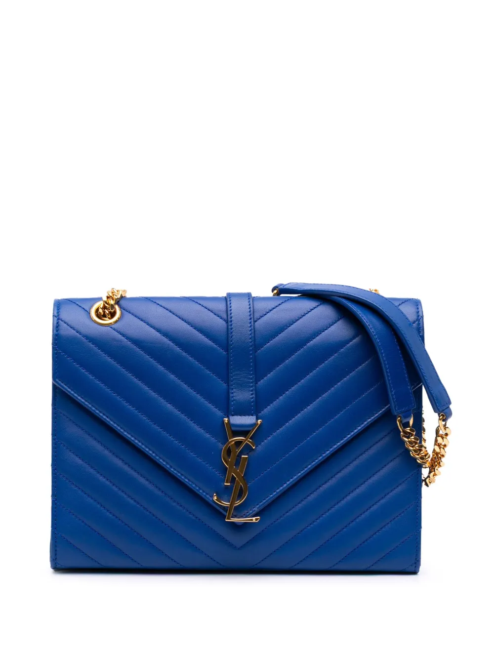 Saint Laurent Pre-Owned 2015 Medium Matelasse Lambskin Monogram Envelope shoulder bag | Blue | Image 1