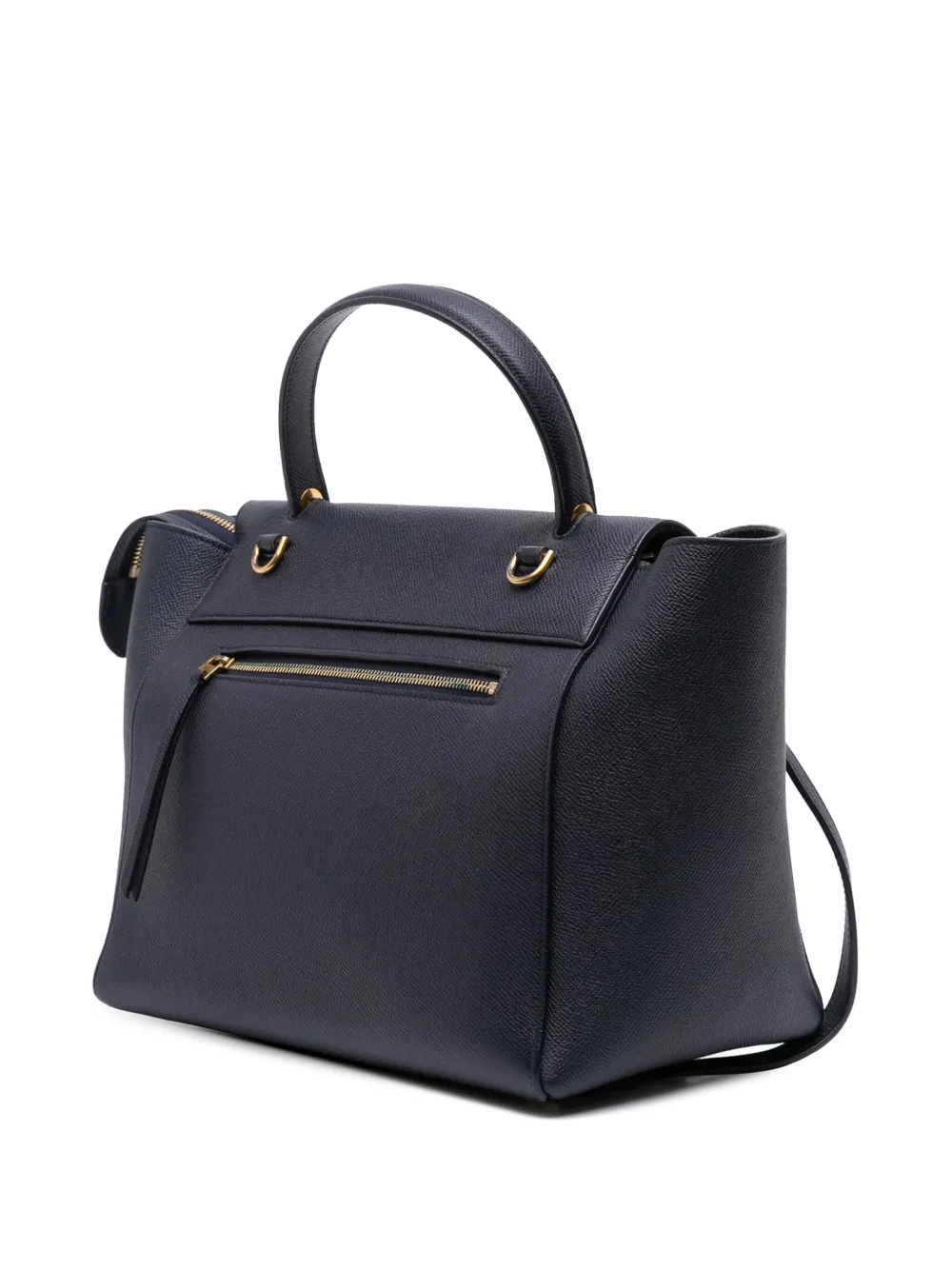 Pre-owned Celine 2017 Mini Grained Calfskin Belt Bag Satchel In Blue