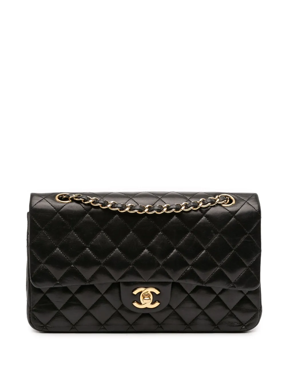 CHANEL Pre-Owned 2009-2010 ミディアム クラシック ラムスキン ダブルフラップ ショルダーバッグ - ブラック CHANEL Pre-Owned 2009-2010 ミディアム クラシック ラムスキン ダブルフラップ ショルダーバッグ - ブラック