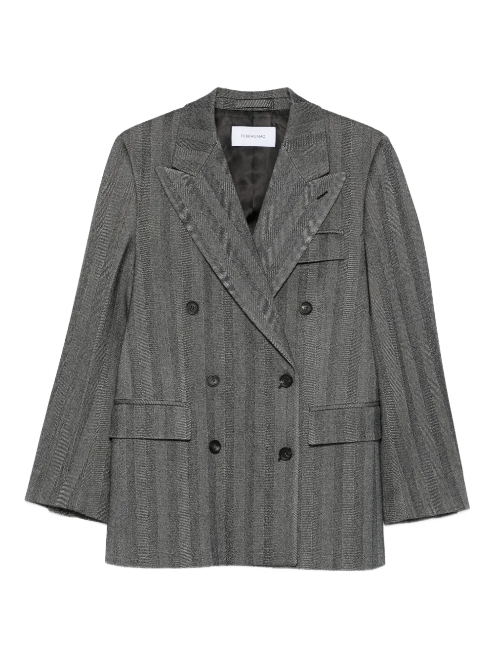 Ferragamo chamarra con rayas estampadas y doble botonadura | gris | Image 1