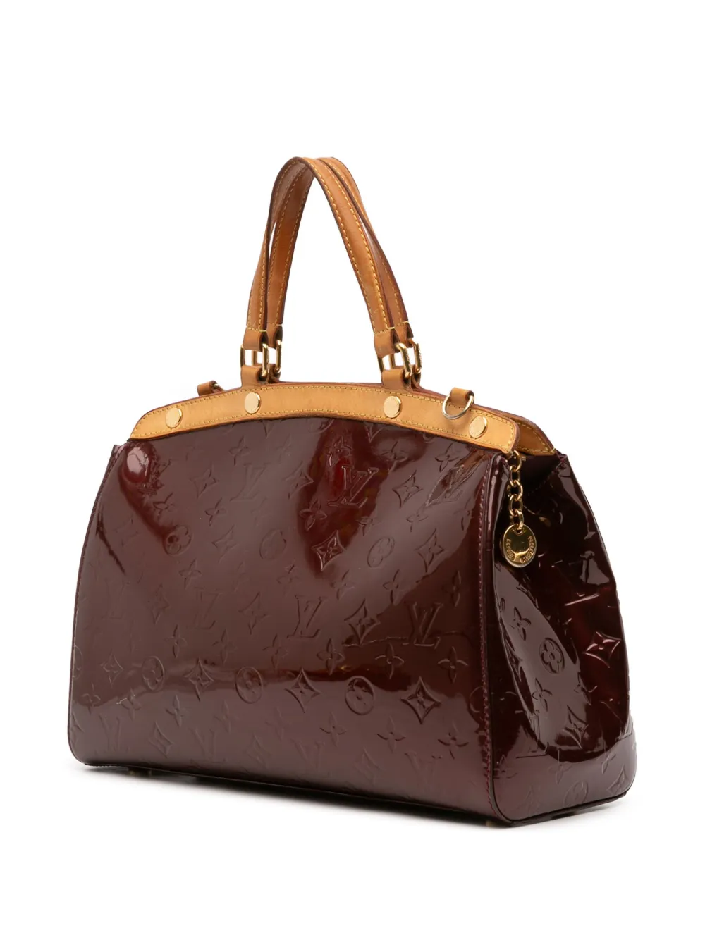 Pre-owned Louis Vuitton 2012 Monogram Vernis Brea Mm Satchel In Red