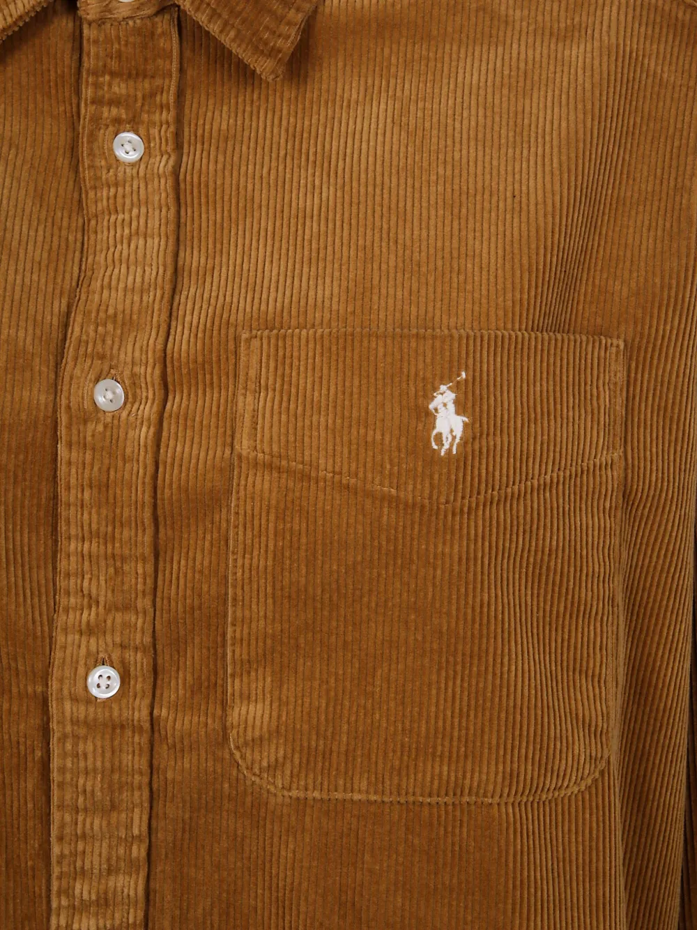 Polo Ralph Lauren Ribfluwelen blouse met borstzak Bruin