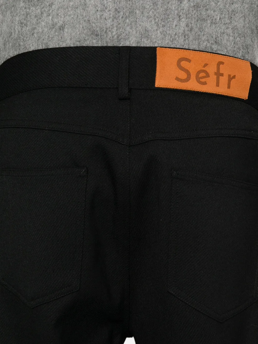 Séfr Cropped Wide-leg Pants With Five-pocket Design And Distinctive Branding In Black