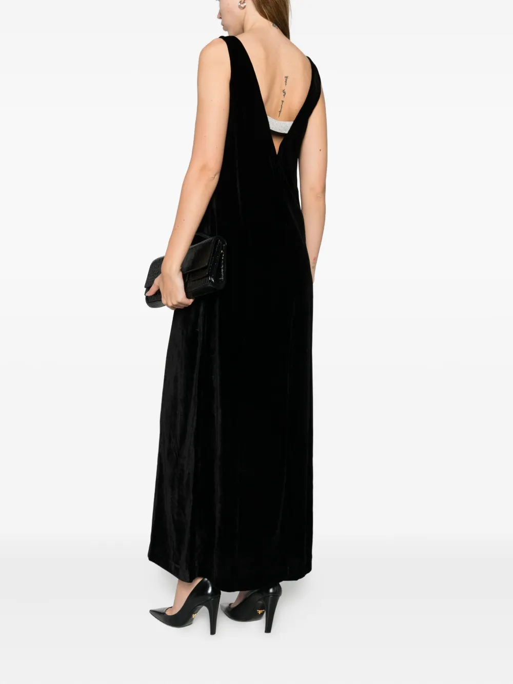 Peserico Mouwloze maxi-jurk - Zwart