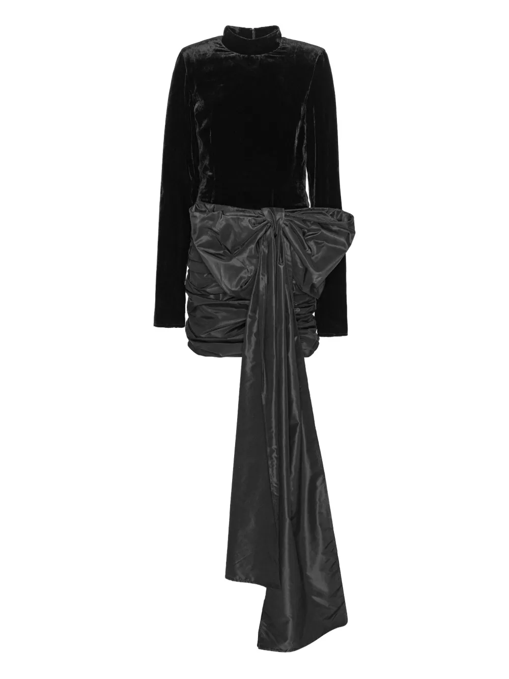 Rotate Birger Christensen Velvet-bow Mini Dress In Black