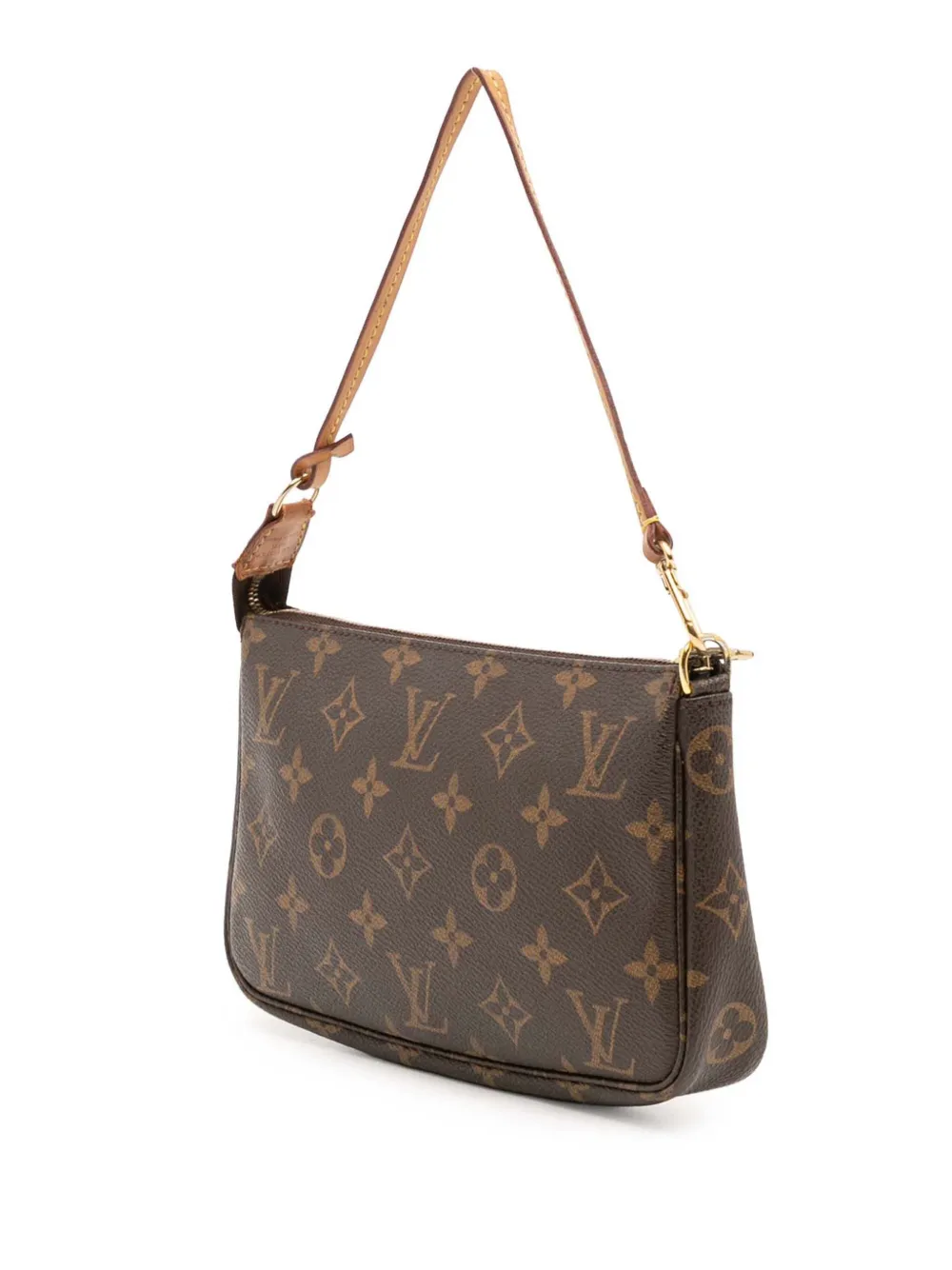 Pre-owned Louis Vuitton 1998 Monogram Pochette Accessoires Shoulder Bag In Brown