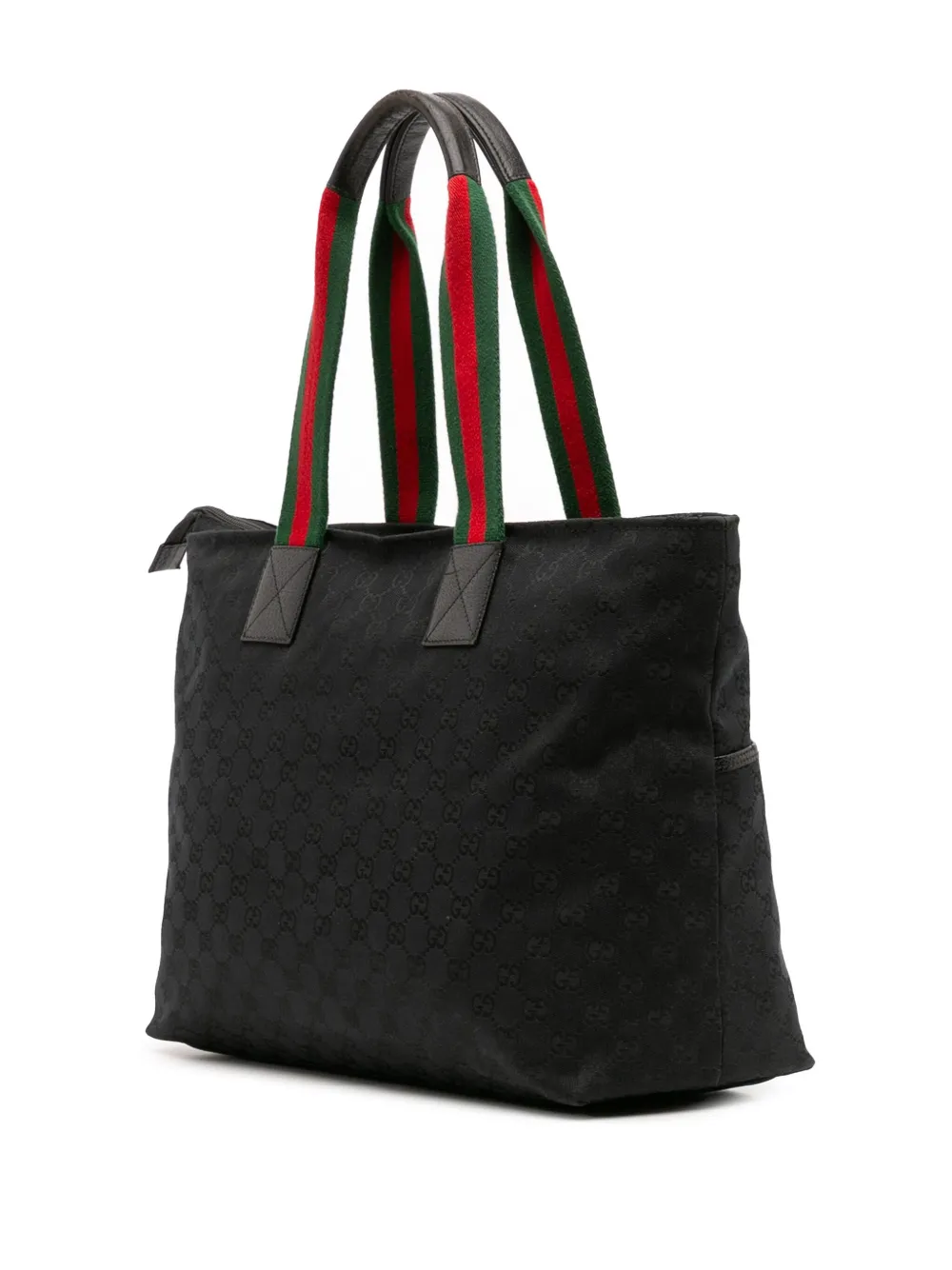 Pre-owned Gucci 2016-2025 Gg Canvas Web Tote Bag In Black