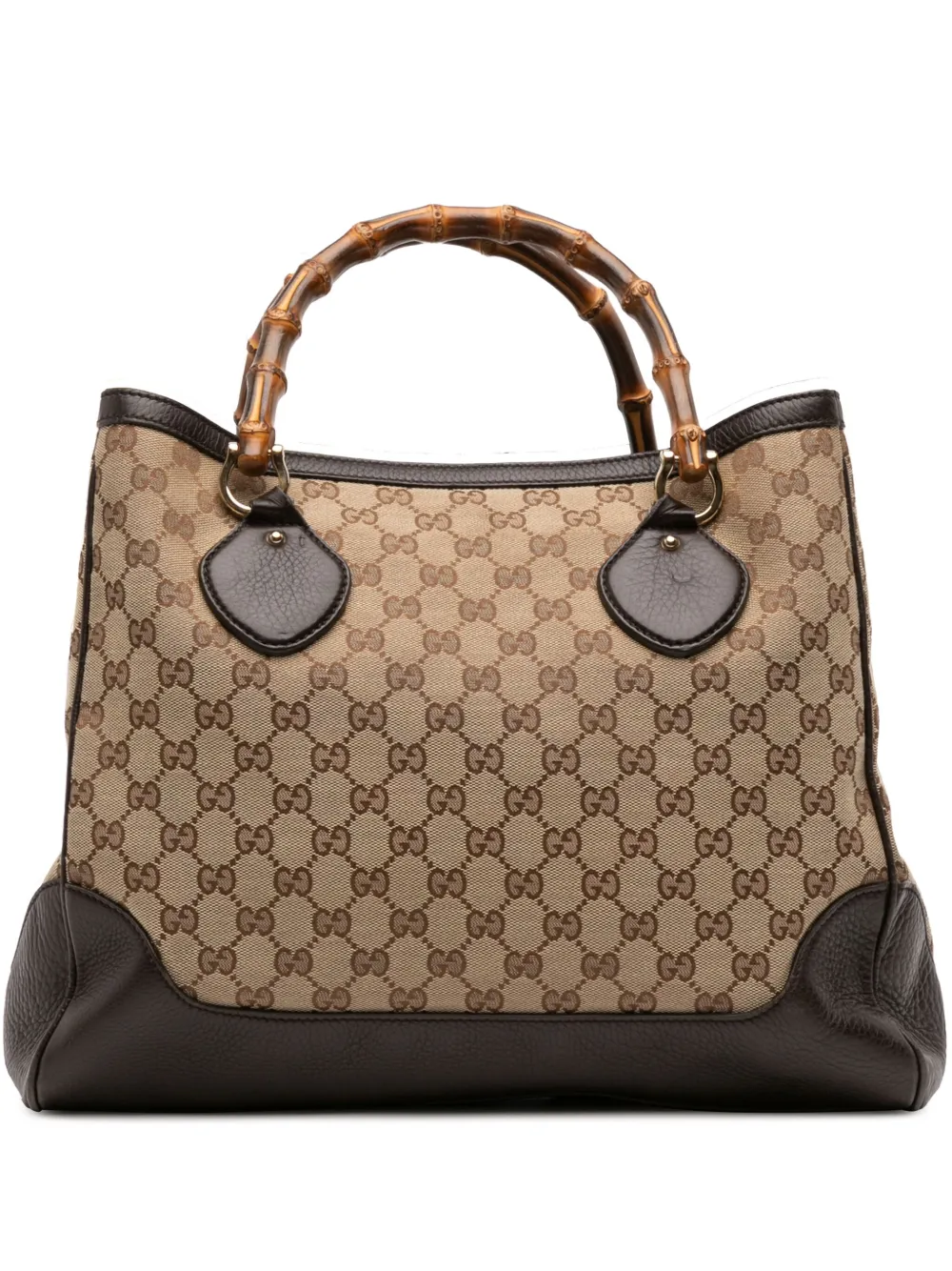 Gucci Pre-Owned 2016-2025 ミディアム GGキャンバス バンブー ダイアナ ハンドバッグ - ブラウン Gucci Pre-Owned 2016-2025 ミディアム GGキャンバス バンブー ダイアナ ハンドバッグ - ブラウン
