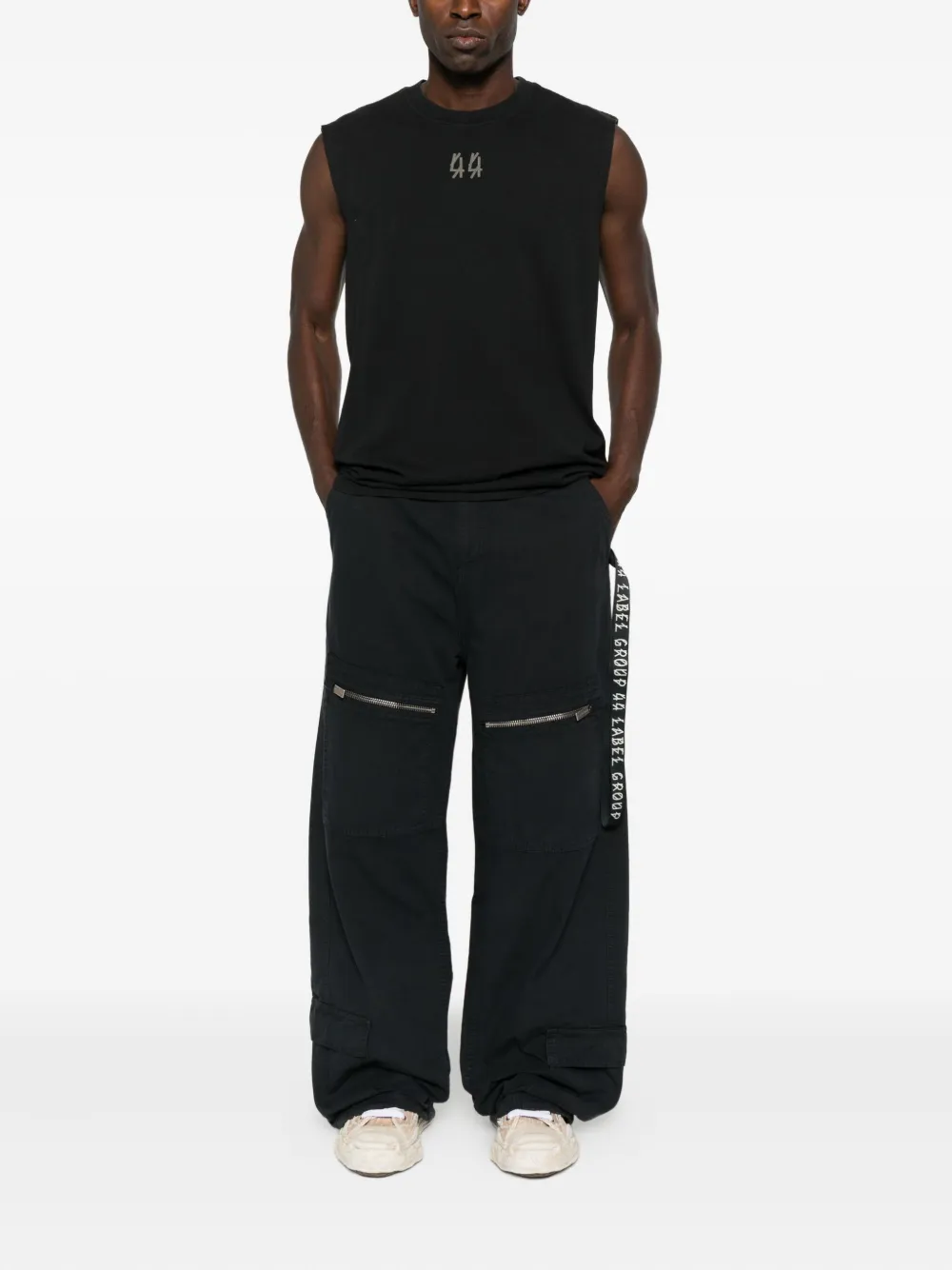 44 LABEL GROUP Broek met logoband - Zwart