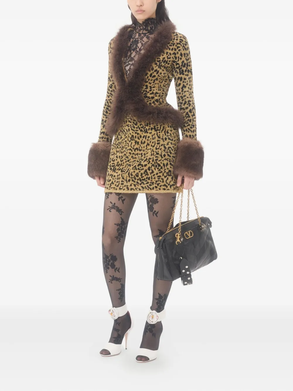 Valentino Garavani high-neck lace bodysuit - Zwart