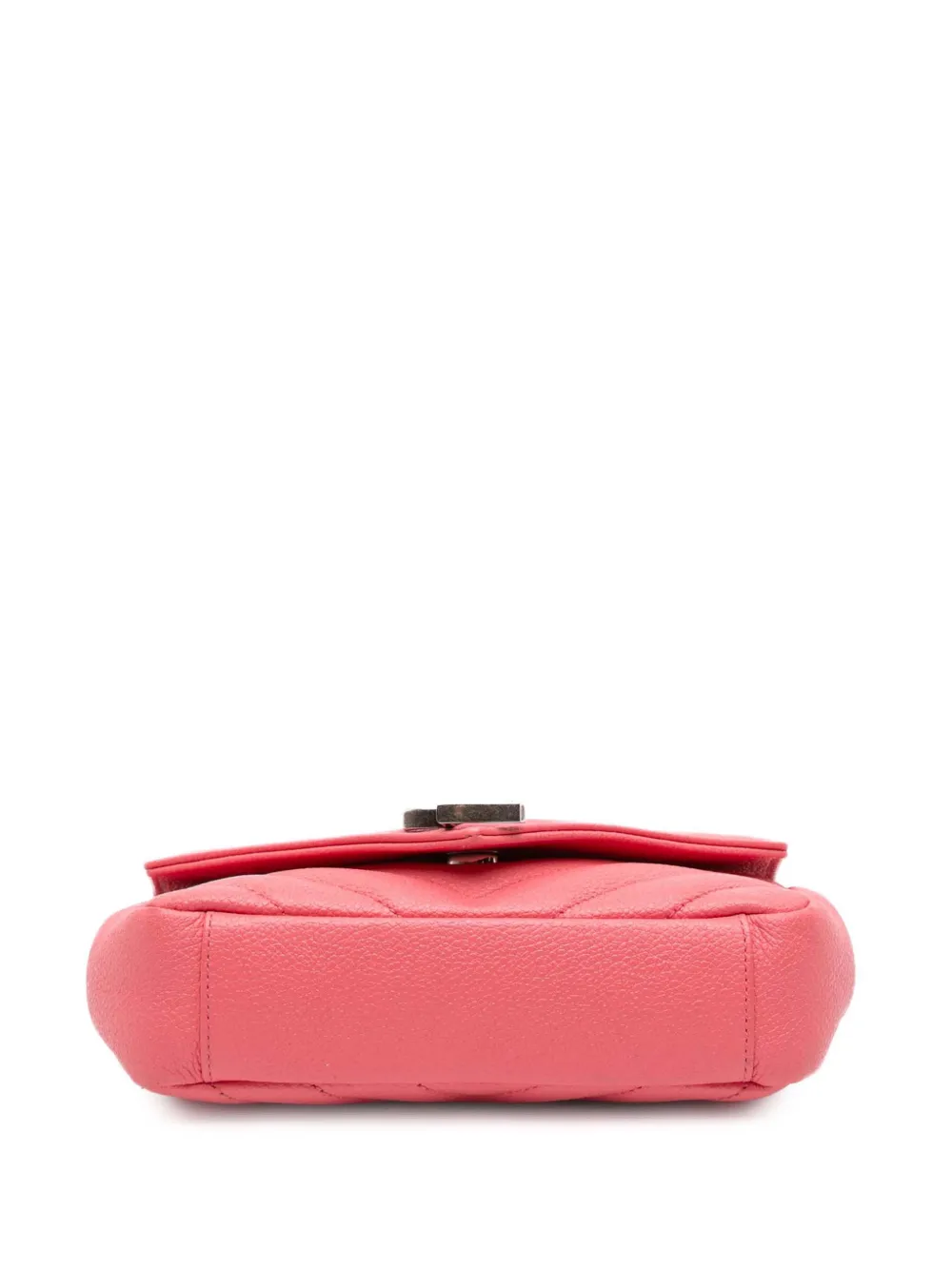 Pre-owned Saint Laurent 2015 Baby Grained Calfskin Chevron Classic Monogram Chain Bag Crossbody Bag In Pink