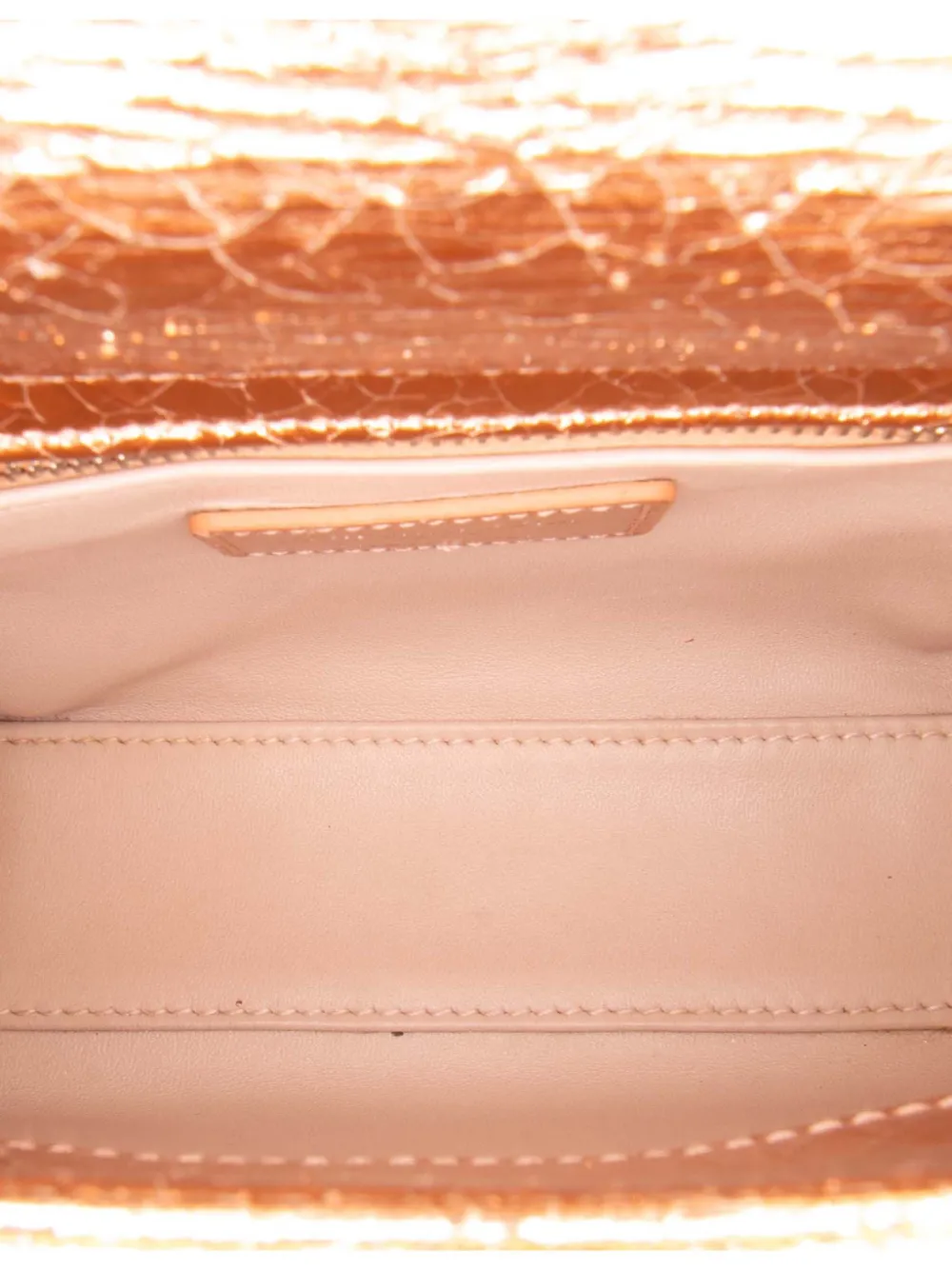 Pre-owned Dior 2016 Mini Metallic Crinkled Calfskin Cannage Lady  Satchel In Brown
