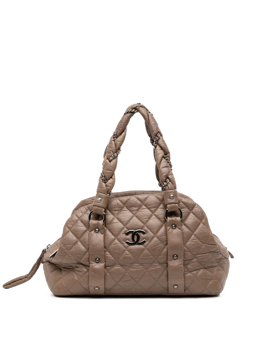 CHANEL Pre-Owned 2005-2006 ラムスキン レディ ボウラーショルダーバッグ - ブラウン CHANEL Pre-Owned 2005-2006 ラムスキン レディ ボウラーショルダーバッグ - ブラウン