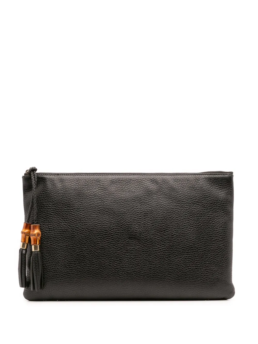 Gucci Pre-Owned 2016-2025 カーフスキン バンブー タッセル クラッチバッグ - ブラック Gucci Pre-Owned 2016-2025 カーフスキン バンブー タッセル クラッチバッグ - ブラック