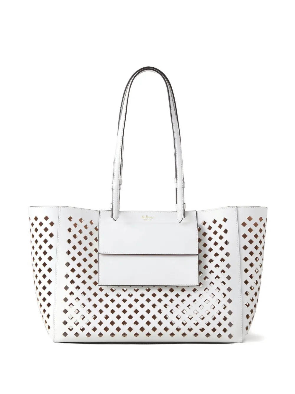 Mulberry شنطة عملية جلد بزينة ثقوب | أبيض | Image 1