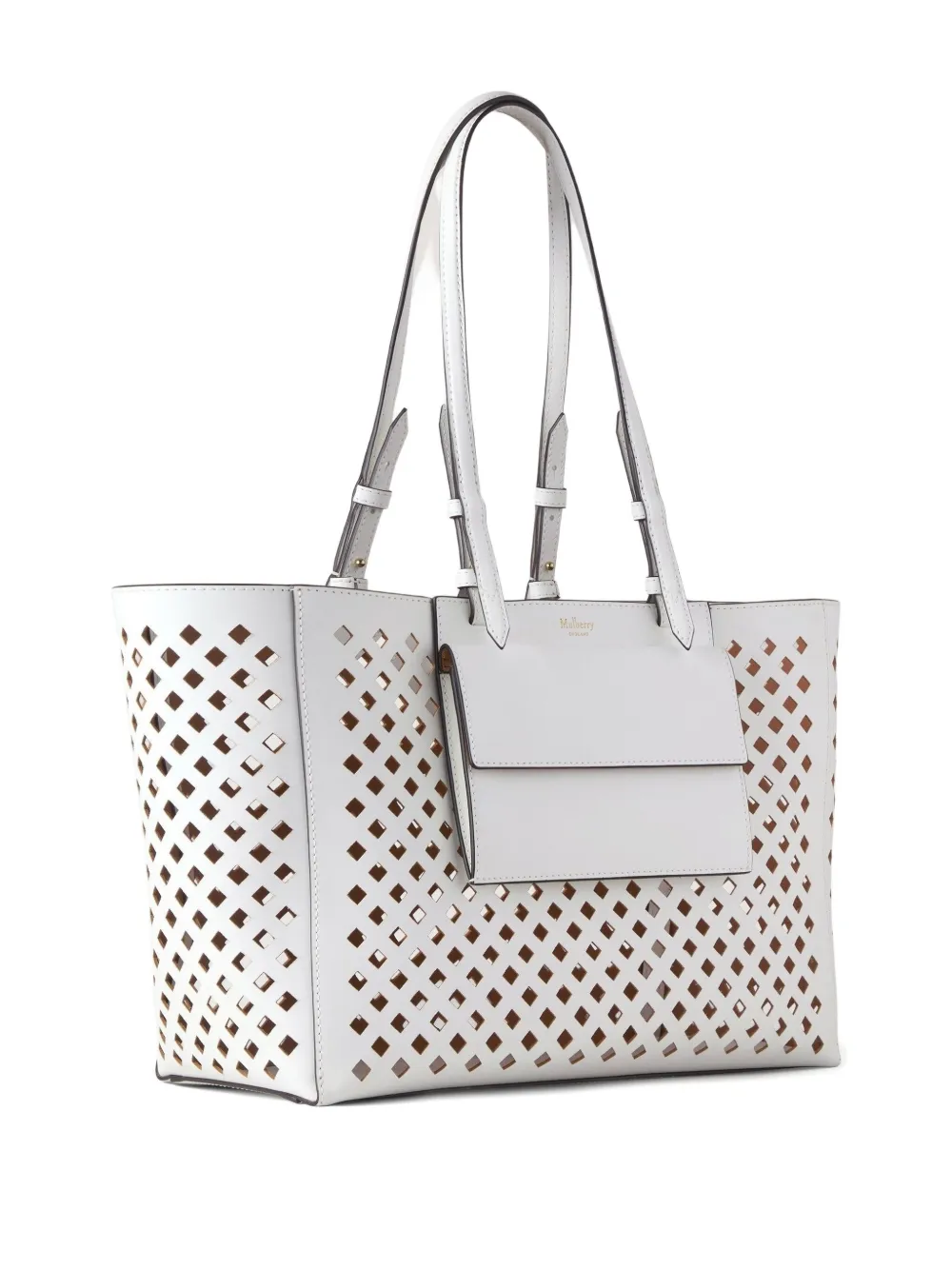 Mulberry Perforated Leather Tote Bag In White