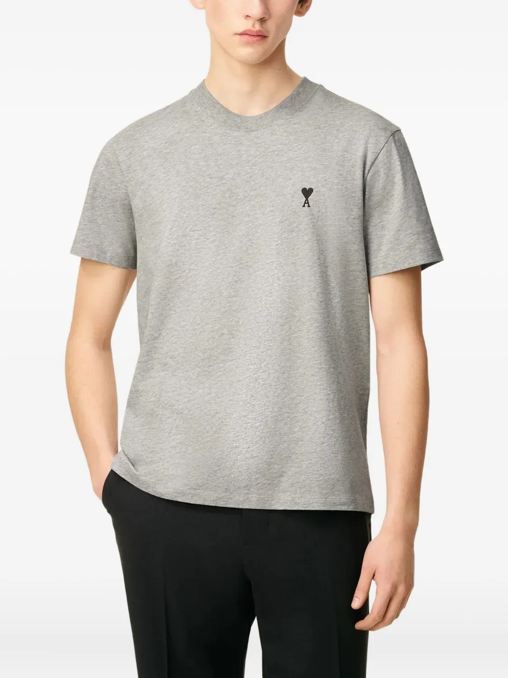 AMI Paris embroidered-logo T-shirt - Grijs
