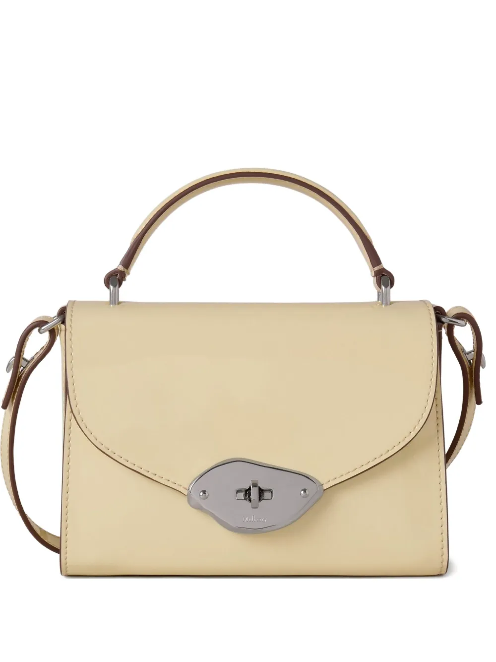 Mulberry Small Lana Patent-leather Tote Bag In Neutral