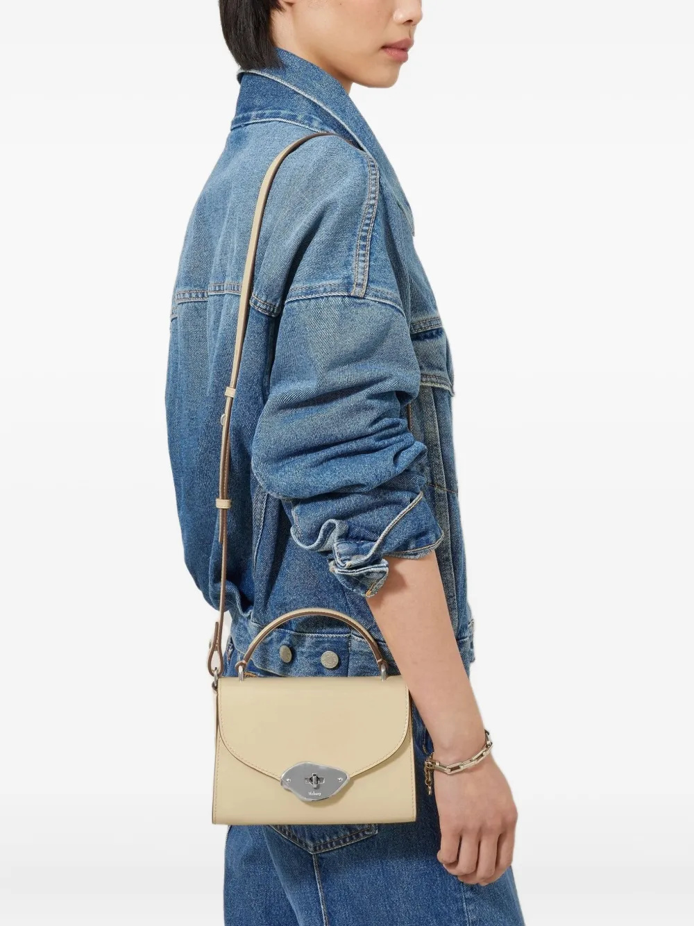 Mulberry Small Lana Patent-leather Tote Bag In Neutral