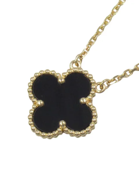 Van Cleef & Arpels Pre-Owned 2005-2020 18K Yellow Gold and Onyx Vintage Alhambra Pendant necklace