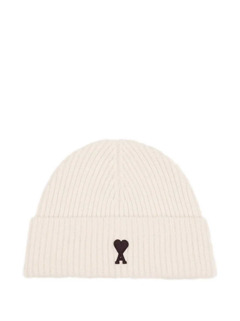 Ami Alexandre Mattiussi Ami Paris Ami De Coeur Wool Beanie In Neutral