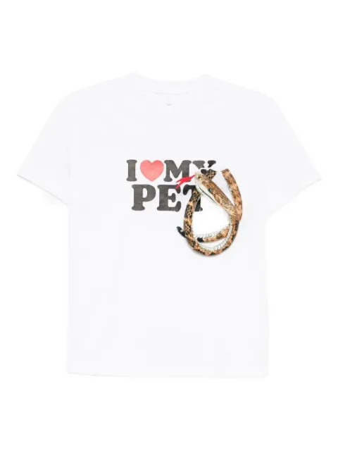 Doublet snake-appliqué graphic-print T-shirt