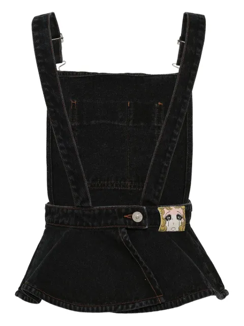 pushBUTTON flared denim overall