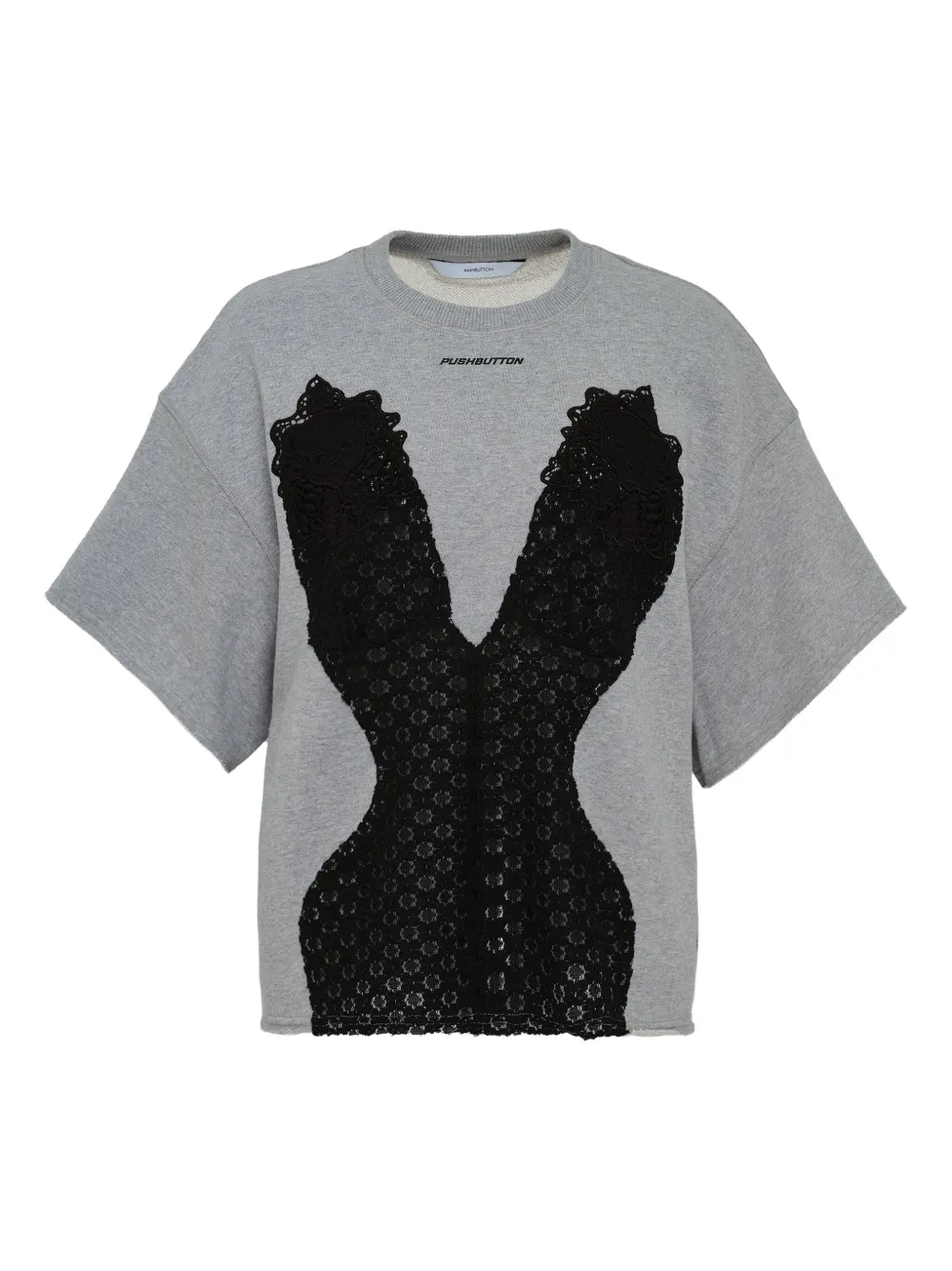 pushBUTTON lace-applique T-shirt | Grey | Image 1