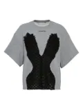 pushBUTTON lace-applique T-shirt - Grey
