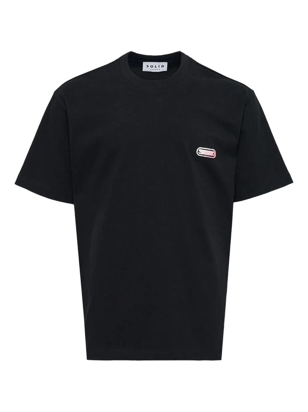 SOLID HOMME flocked-logo T-shirt | Black | Image 1