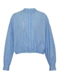 MSGM balloon-sleeve stripe-pattern shirt - Blue