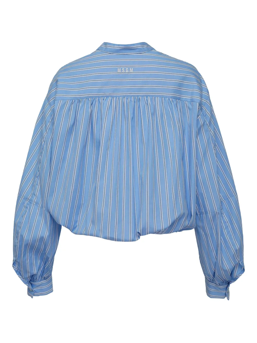 MSGM balloon-sleeve stripe-pattern shirt - Blauw