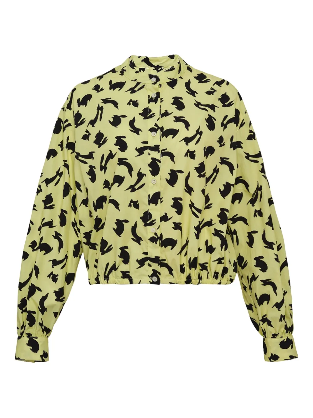 Msgm Rabbit-print Button-up Blouse In Yellow
