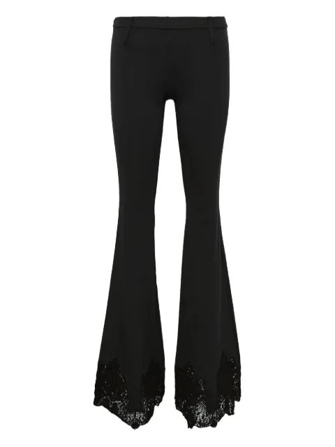 pushBUTTON lace-hem flared trousers