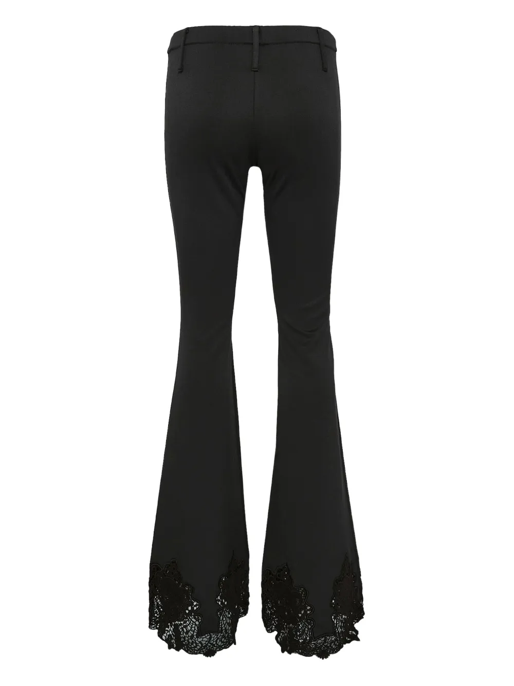 PushBUTTON lace-hem flared trousers - Zwart