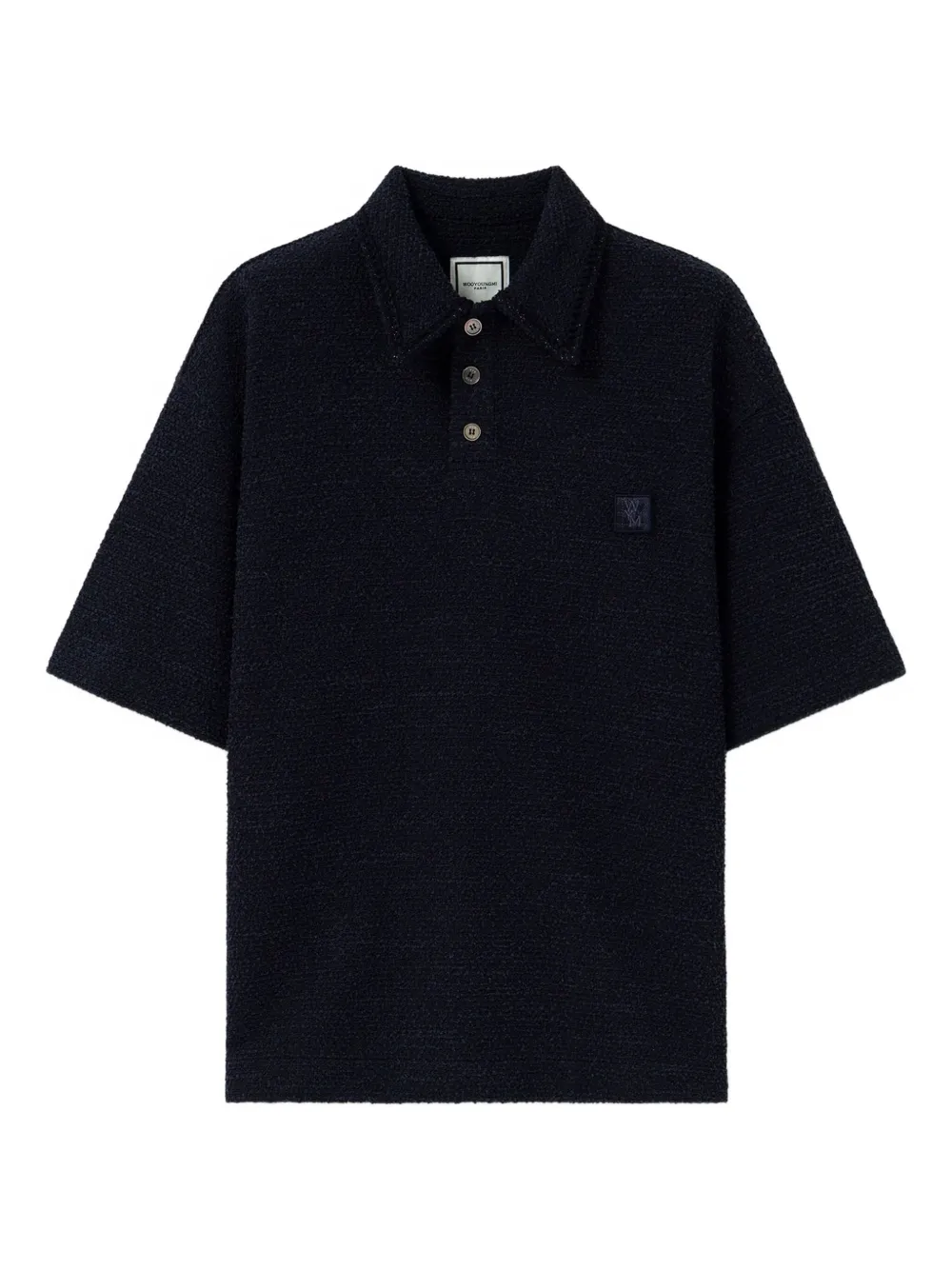 Wooyoungmi Textured-knit Polo Shirt In Blue