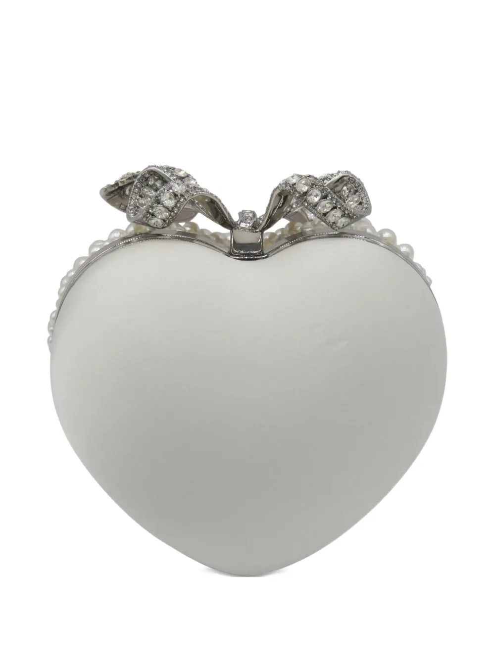 Self-Portrait pearl heart clutch bag | White | Image 1