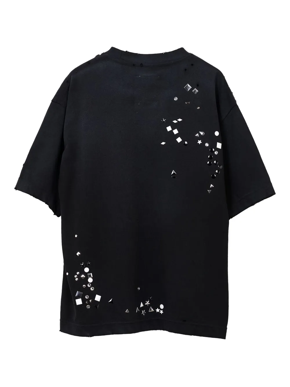 Miharayasuhiro Embellished Distressed T-shirt In Black