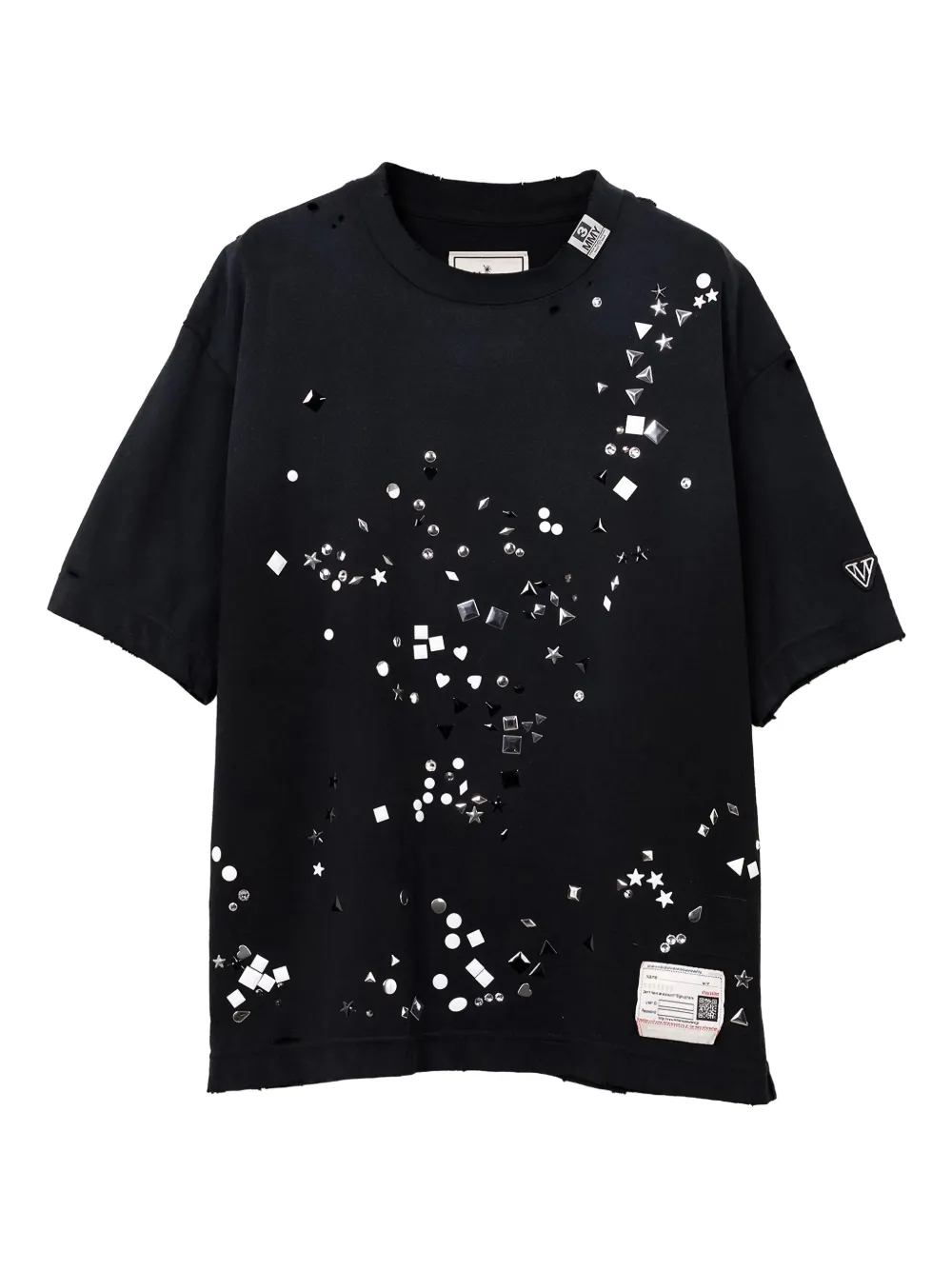 Miharayasuhiro Embellished Distressed T-shirt In Black