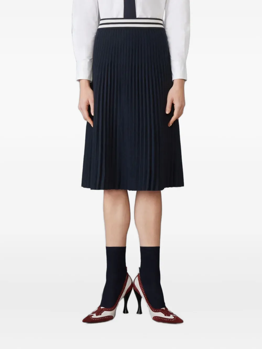 Thom Browne striped pleated midi skirt - Blauw