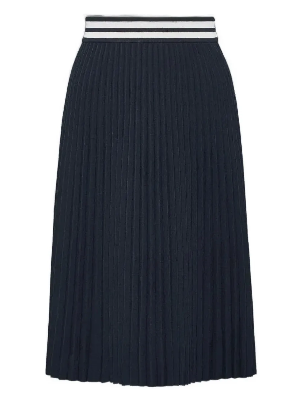 Thom Browne Striped Pleated Midi Skirt In Blue