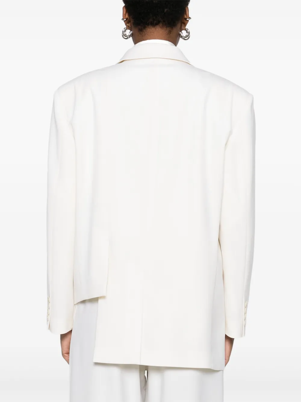 Medeea Asymmetric Double-breasted Blazer In White