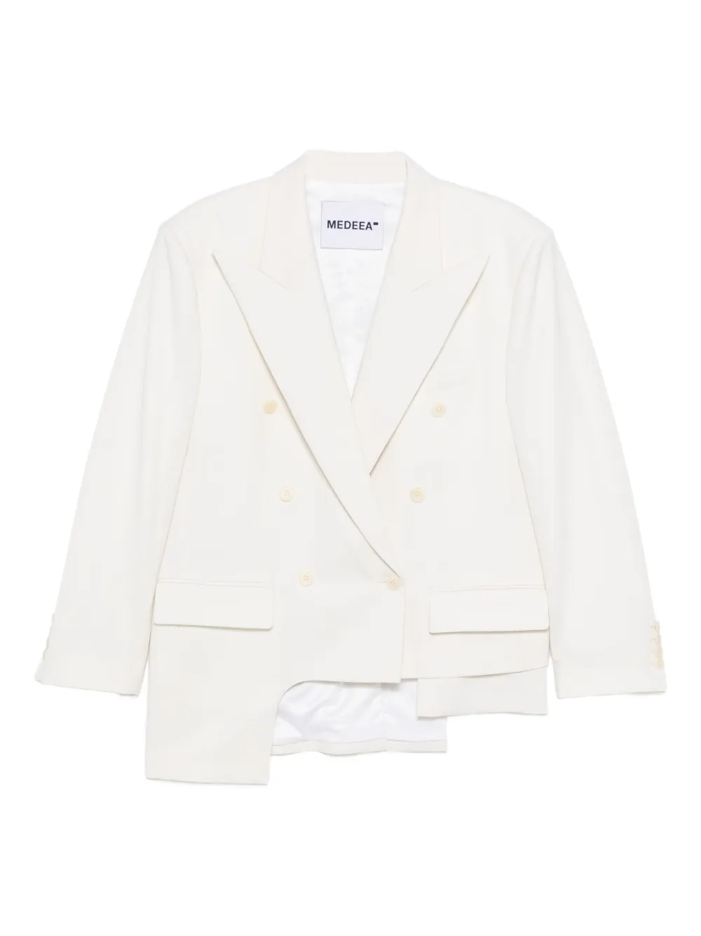 Medeea Asymmetric Double-breasted Blazer In White