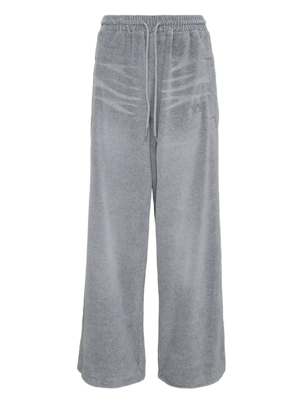 Open Yy Velvet-texture Track Pants In Gray