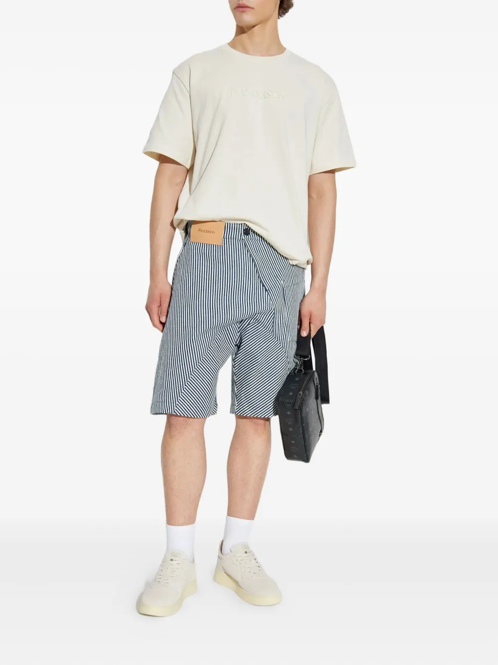 Jw Anderson Stripe Panelled Shorts In Blue