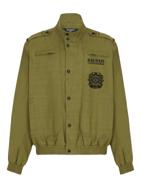 Balmain chamarra bomber con logo bordado