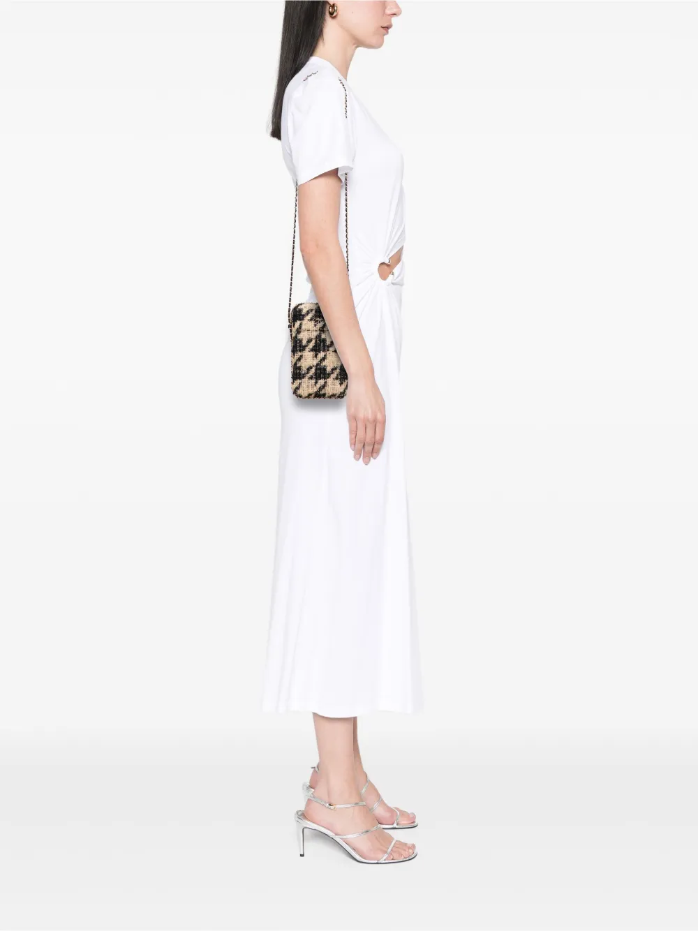 Pre-owned Chanel 2019 Tweed Chain Around Phone Holder Crossbody Bag In Brown